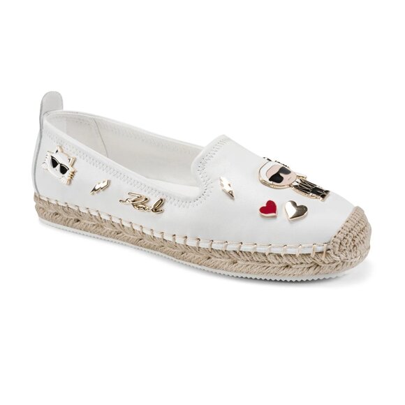 Karl Lagerfeld Shoes - Karl Lagerfeld Michaela Espadrille Flats White Logo - Size 9.5